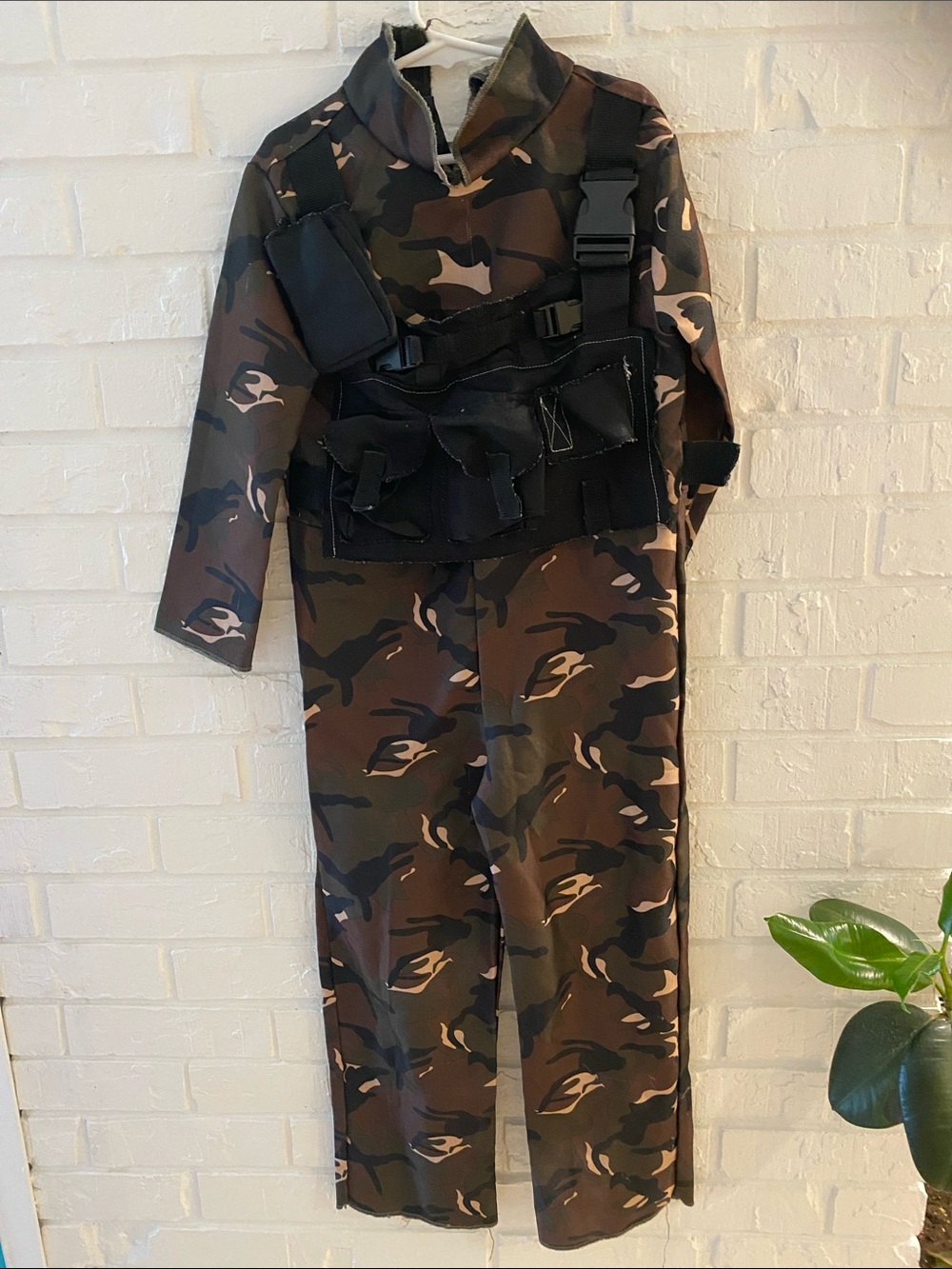 Camo Utility Jumpsuit with Tactical Chest Rig - Olive/Brown